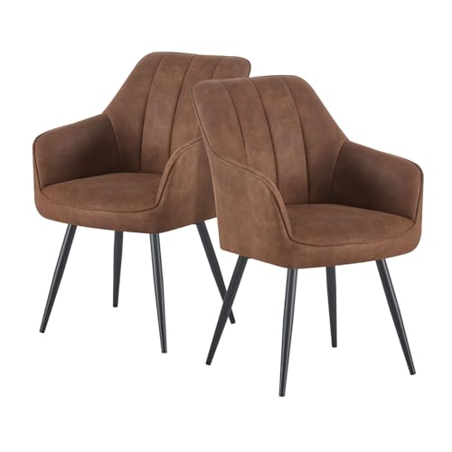 DUBI Möbel Esszimmerstuhl Thomas, Esszimmerstühle mit Armlehne Küchenstuhl Polsterstuhl Schreibtischstuhl Schminkstuhl für Esszimmer Küche Wohnzimmer Büro, Braun, 2 Stück, 21103-YU42-B04 von DUBI Möbel