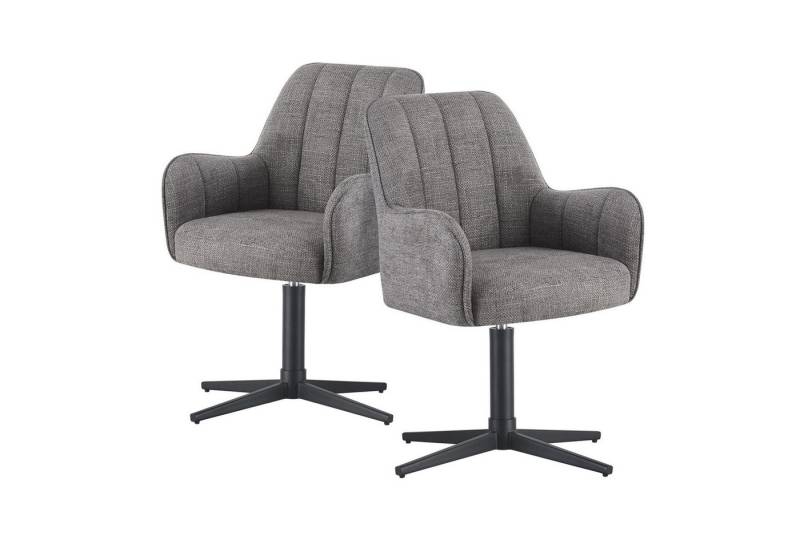 DUBI Möbel Drehstuhl THOMAS-ROMY, X-Gestell 360° drehbar mit Rückholfunktion 2er-Set von DUBI Möbel