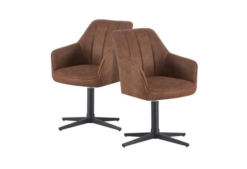DUBI Möbel Drehstuhl THOMAS-NIKA, X-Gestell 360° drehbar mit Rückholfunktion 2er-Set von DUBI Möbel