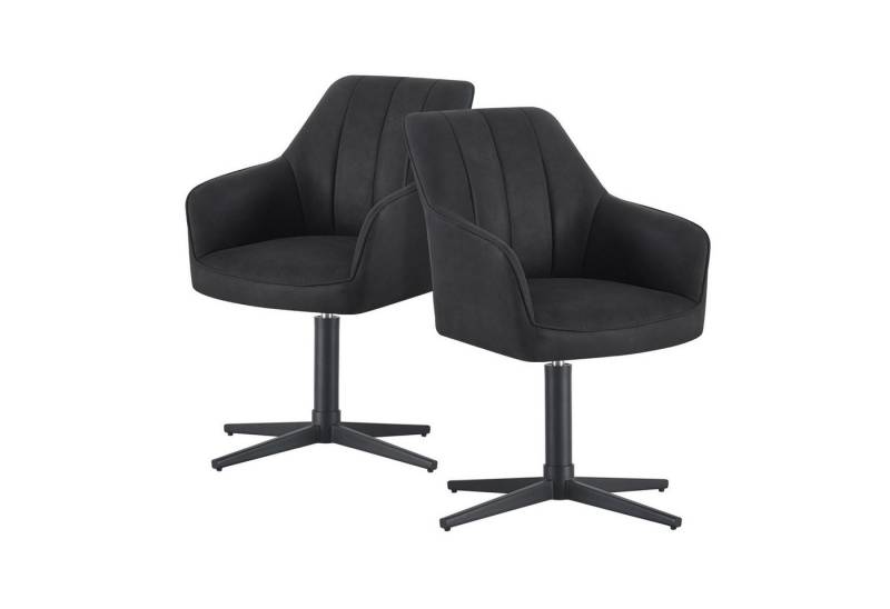 DUBI Möbel Drehstuhl THOMAS-NIKA, X-Gestell 360° drehbar mit Rückholfunktion 2er-Set von DUBI Möbel