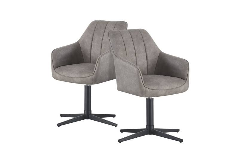 DUBI Möbel Drehstuhl THOMAS-NIKA, X-Gestell 360° drehbar mit Rückholfunktion 2er-Set von DUBI Möbel