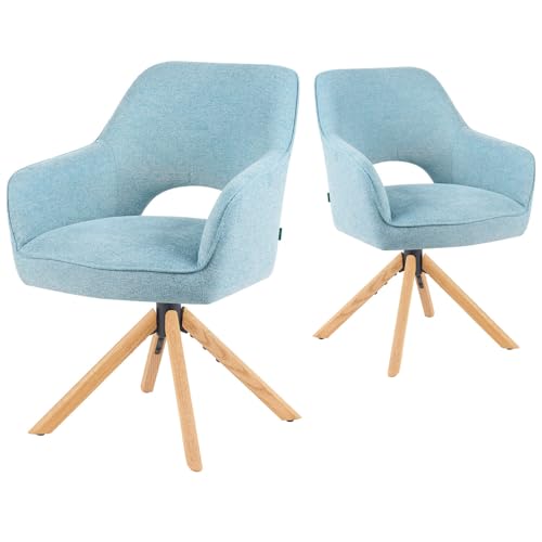 DUBI Möbel Mika-Lena Esszimmerstühle 2er-Set drehbar – Komfortpolsterung, breite Sitzfläche, Eiche massiv geölt Natur, 360°-Gestell, Mini Cord Stoff Hellblau, 150 kg je Stuhl DUBI Möbel Mika-Lena Esszimmerstühle 2er-Set drehbar – Komfortpolsterung, breite Sitzfläche, Eiche massiv geölt Natur, 360°-Gestell, Mini Cord Stoff Hellblau, 150 kg je Stuhl von DUBI Möbel
