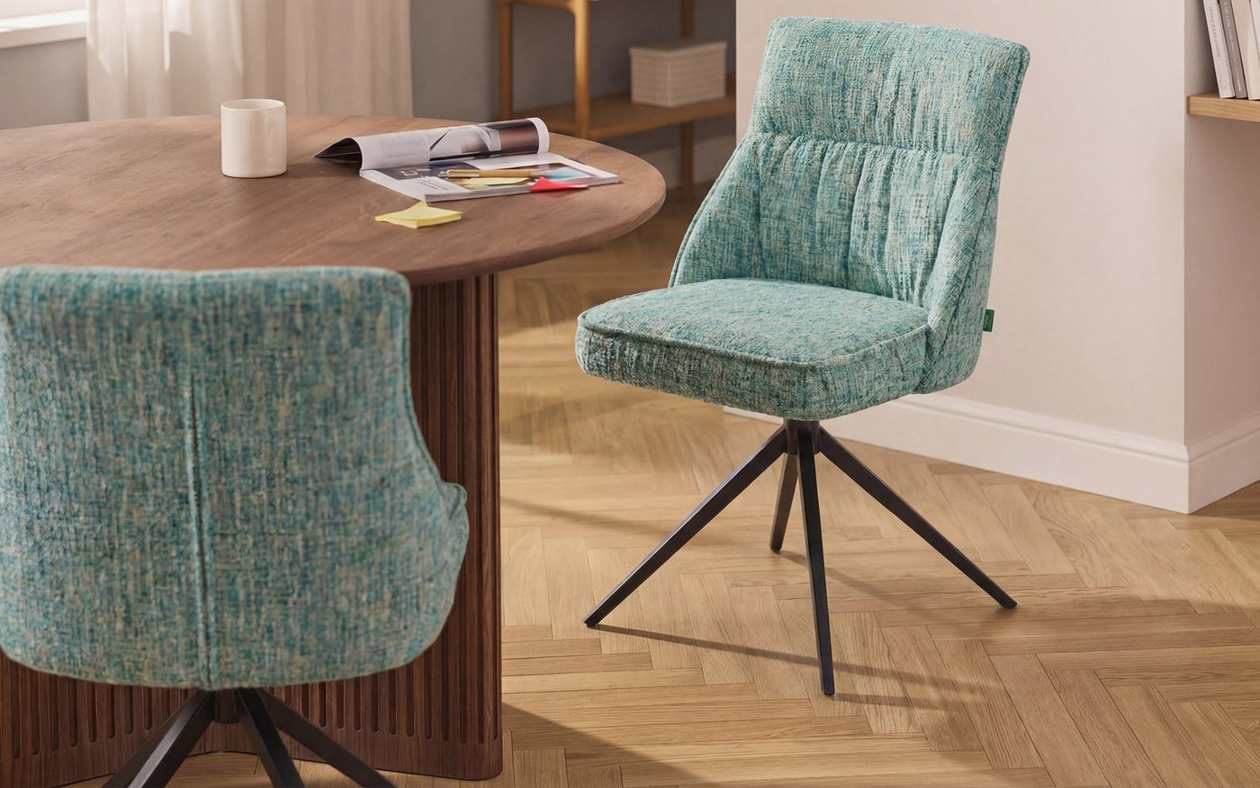 DUBI Möbel Polsterstuhl MIRELA, 360° drehbar mit Rückholfunktion 2er-Set von DUBI Möbel