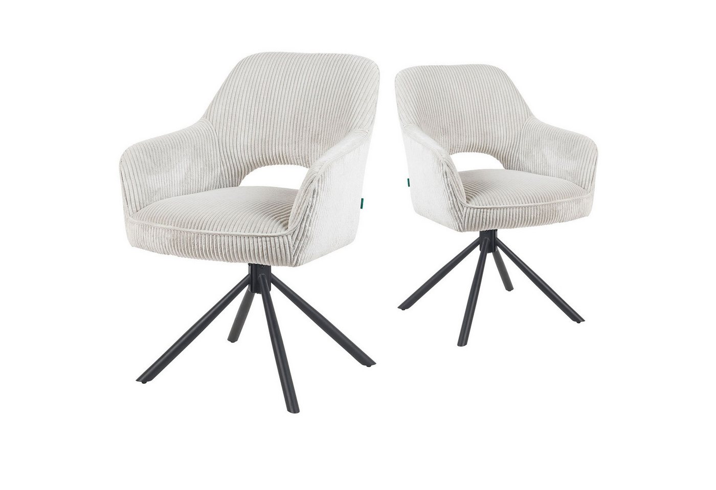 DUBI Möbel Polsterstuhl Mika-Ben 2er-Set, Federkern, pulverbeschichtet, 360° drehbar im 2er-Set DUBI Möbel Polsterstuhl Mika-Ben 2er-Set, Federkern, pulverbeschichtet, 360° drehbar im 2er-Set von DUBI Möbel