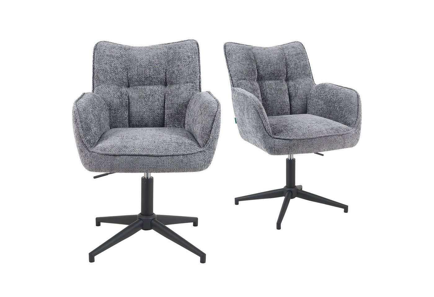 DUBI Möbel Polsterstuhl Mika-Daan 2er-Set, Federkern, pulverbeschichtet, 360° drehbar im 2er-Set DUBI Möbel Polsterstuhl Mika-Daan 2er-Set, Federkern, pulverbeschichtet, 360° drehbar im 2er-Set von DUBI Möbel
