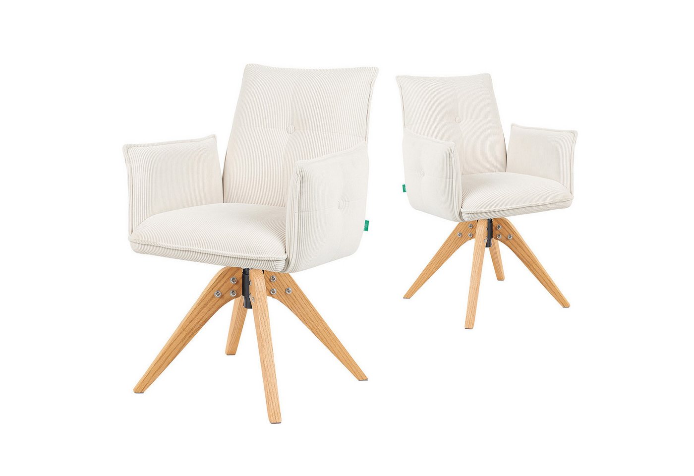 DUBI Möbel Polsterstuhl Mika-Emil 2er-Set, Federkern, Eiche geölt, 360° drehbar im 2er-Set von DUBI Möbel