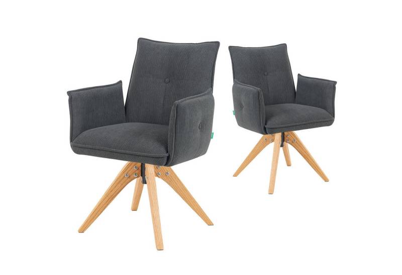 DUBI Möbel Polsterstuhl Mika-Emil 2er-Set, Federkern, Eiche geölt, 360° drehbar im 2er-Set von DUBI Möbel