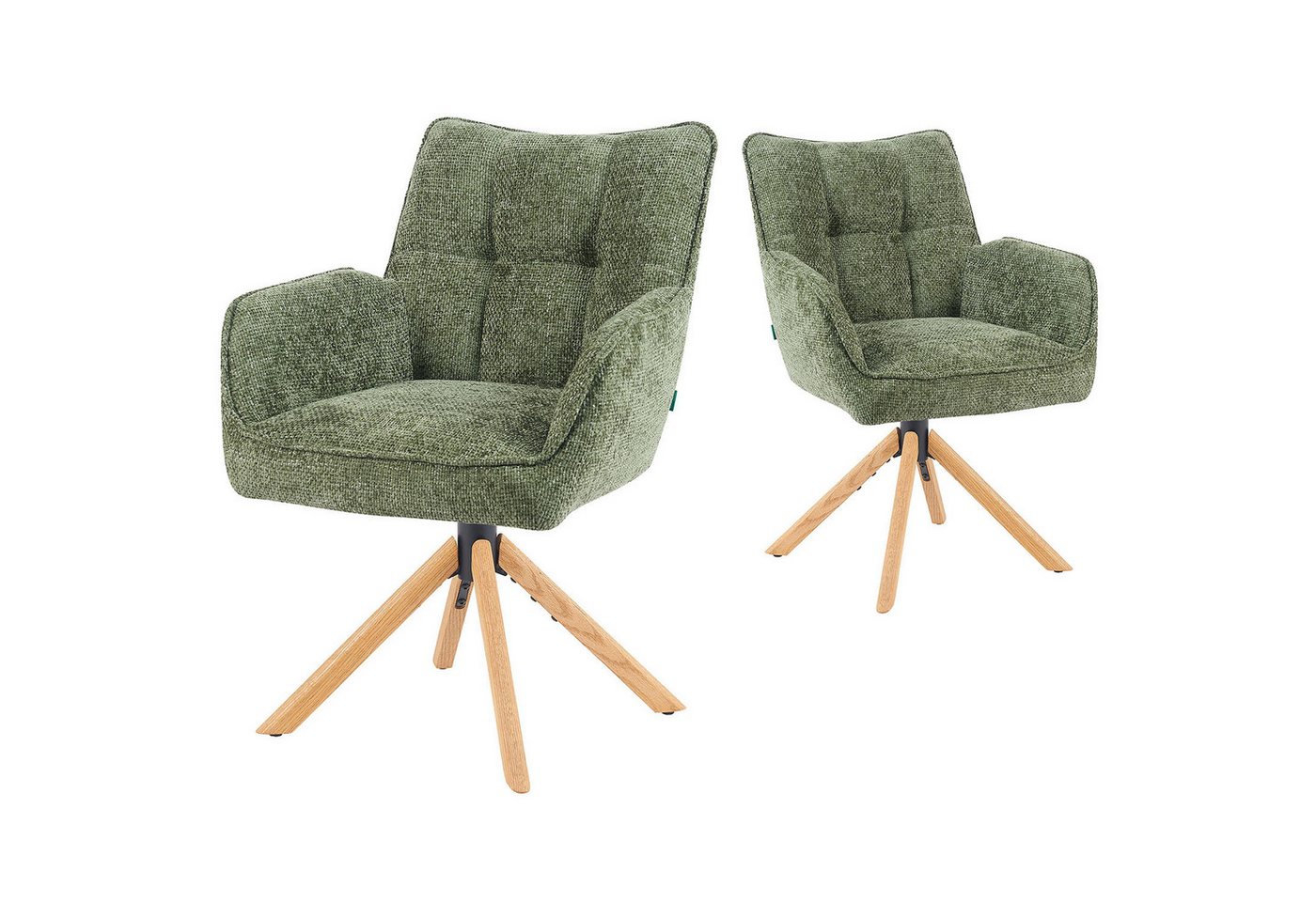 DUBI Möbel Polsterstuhl Mika-Ida, Federkern, Eiche geölt, 360° drehbar, Rückstellfunktion im 2er-Set DUBI Möbel Polsterstuhl Mika-Ida, Federkern, Eiche geölt, 360° drehbar, Rückstellfunktion im 2er-Set von DUBI Möbel