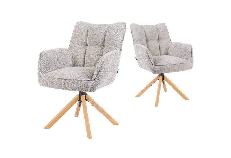 DUBI Möbel Polsterstuhl Mika-Ida 2er-Set, Federkern, Eiche geölt, 360° drehbar, Rückstellfunktion im 2er-Set von DUBI Möbel