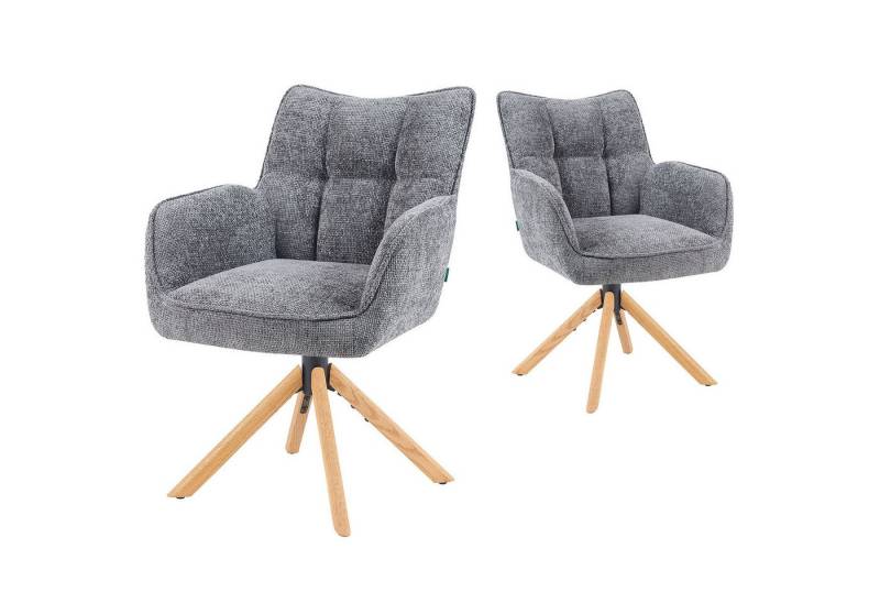 DUBI Möbel Polsterstuhl Mika-Ida 2er-Set, Federkern, Eiche geölt, 360° drehbar, Rückstellfunktion im 2er-Set von DUBI Möbel