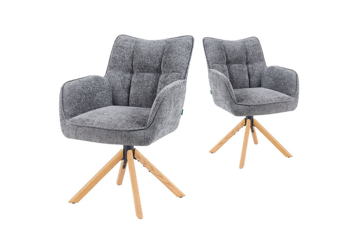 DUBI Möbel Polsterstuhl Mika-Ida 2er-Set, Federkern, Eiche geölt, 360° drehbar, Rückstellfunktion im 2er-Set DUBI Möbel Polsterstuhl Mika-Ida 2er-Set, Federkern, Eiche geölt, 360° drehbar, Rückstellfunktion im 2er-Set von DUBI Möbel