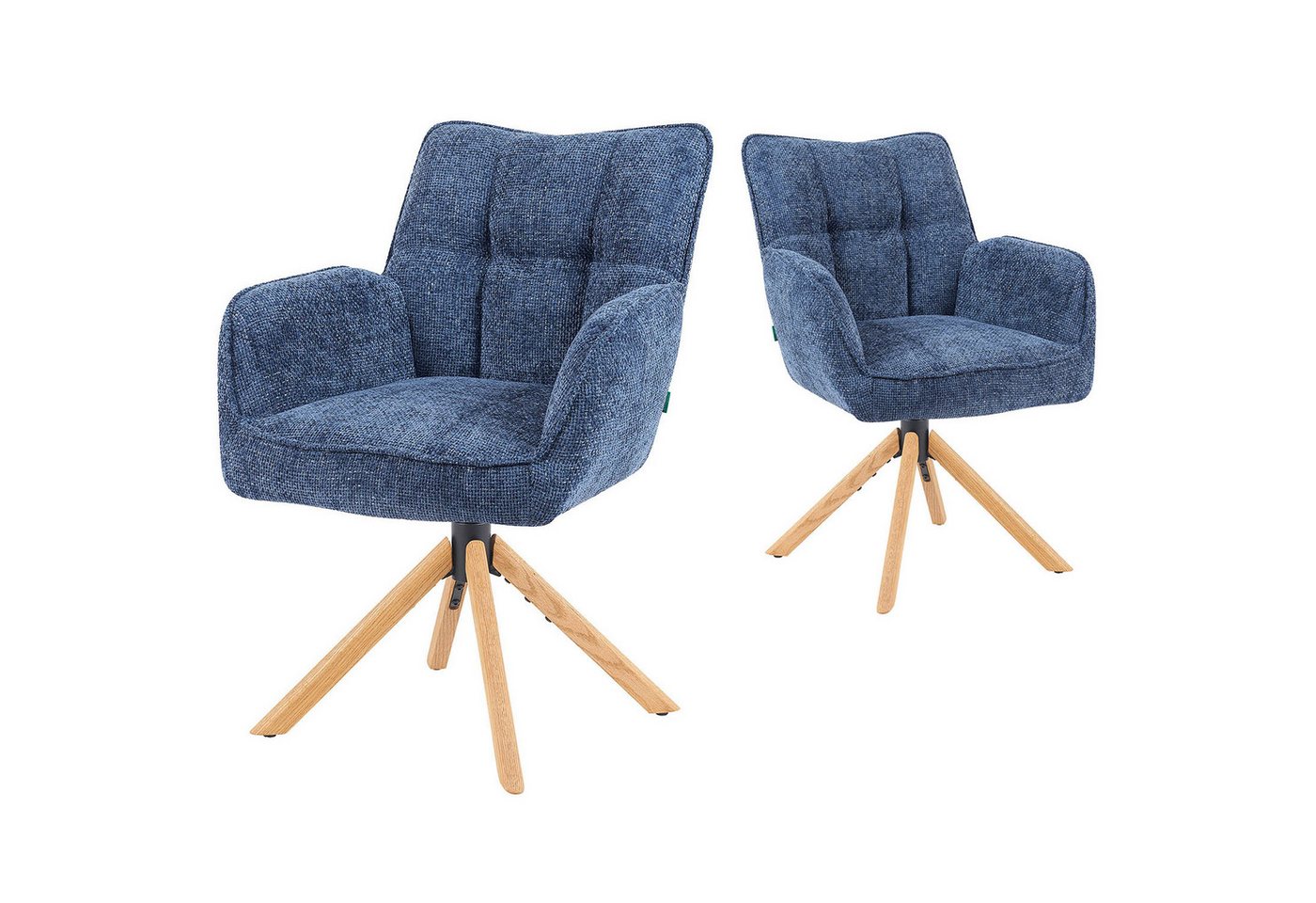 DUBI Möbel Polsterstuhl Mika-Ida 2er-Set, Federkern, Eiche geölt, 360° drehbar mit Rückstellfunktion im 2er-Set von DUBI Möbel