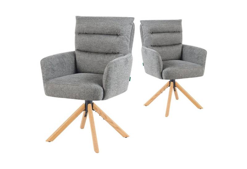 DUBI Möbel Polsterstuhl Mika-Jule 2er-Set, Federkern, Eiche geölt, 360° drehbar, Rückstellfunktion im 2er-Set von DUBI Möbel