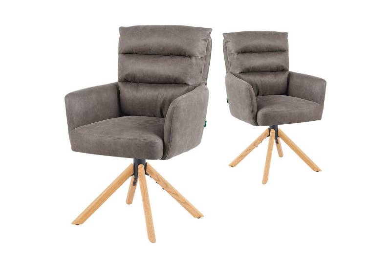 DUBI Möbel Polsterstuhl Mika-Jule 2er-Set, Federkern, Eiche geölt, 360° drehbar, Rückstellfunktion im 2er-Set von DUBI Möbel