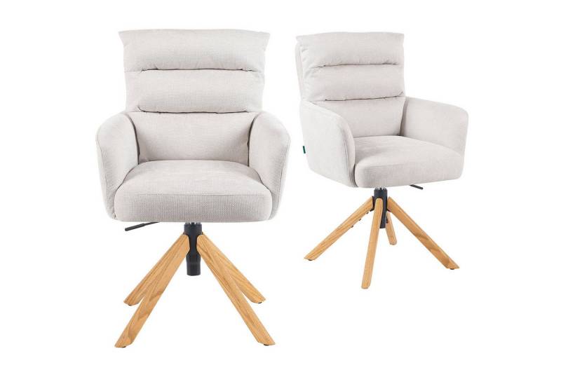 DUBI Möbel Polsterstuhl Mika-Jule 2er-Set, Federkern, Eiche geölt, 360° drehbar, Rückstellfunktion im 2er-Set von DUBI Möbel