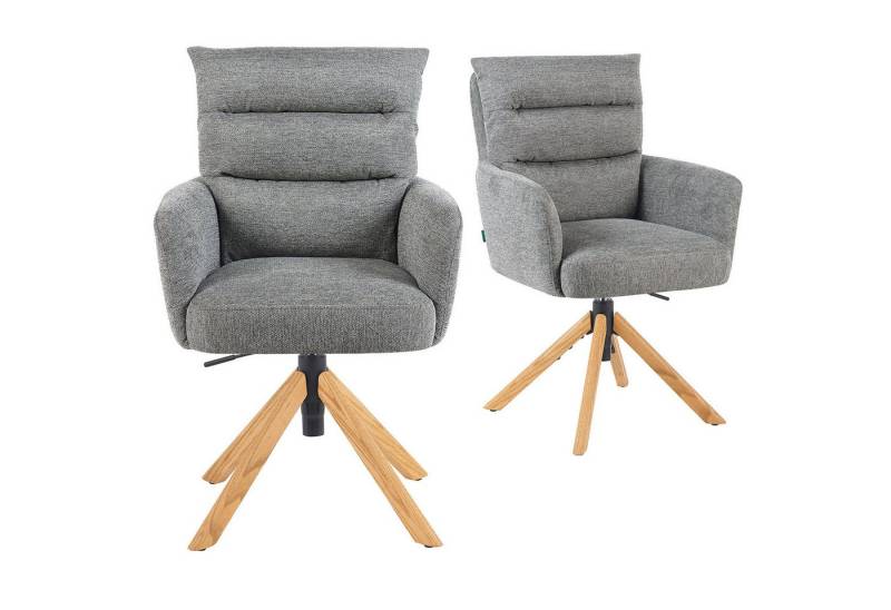 DUBI Möbel Polsterstuhl Mika-Jule 2er-Set, Federkern, Eiche geölt, 360° drehbar, Rückstellfunktion im 2er-Set von DUBI Möbel