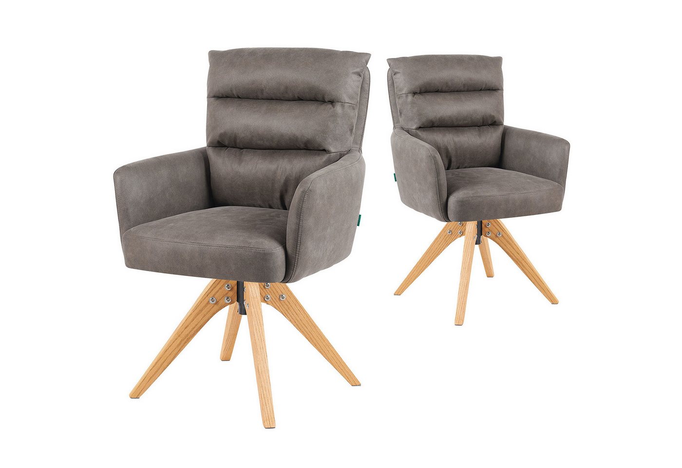 DUBI Möbel Polsterstuhl Mika-Juna 2er-Set, Federkern, Eiche geölt, 360° drehbar im 2er-Set DUBI Möbel Polsterstuhl Mika-Juna 2er-Set, Federkern, Eiche geölt, 360° drehbar im 2er-Set von DUBI Möbel