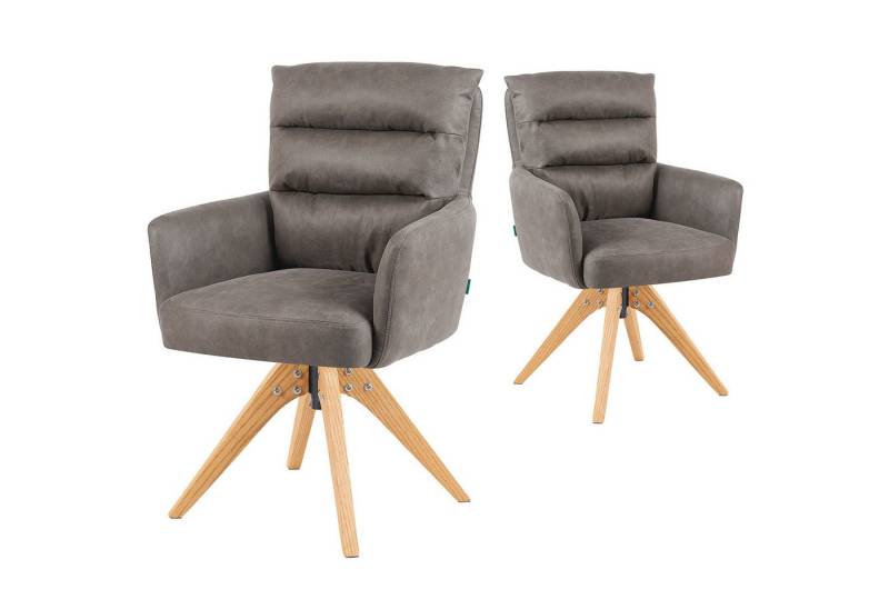 DUBI Möbel Polsterstuhl Mika-Juna 2er-Set, Federkern, Eiche geölt, 360° drehbar im 2er-Set von DUBI Möbel