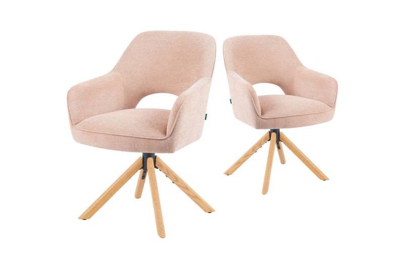 DUBI Möbel Polsterstuhl Mika-Lara 2er-Set, Federkern, Eiche geölt, 360° drehbar mit Rückstellfunktion im 2er-Set von DUBI Möbel