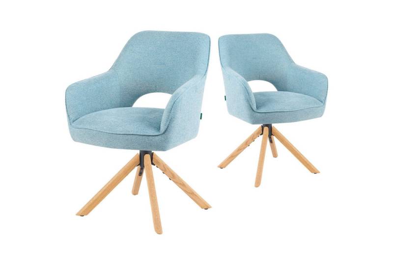 DUBI Möbel Polsterstuhl Mika-Lara 2er-Set, Federkern, Eiche geölt, 360° drehbar mit Rückstellfunktion im 2er-Set von DUBI Möbel