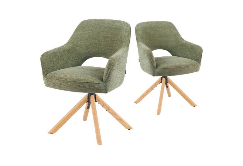 DUBI Möbel Polsterstuhl Mika-Lara 2er-Set, Federkern, Eiche geölt, 360° drehbar mit Rückstellfunktion im 2er-Set von DUBI Möbel