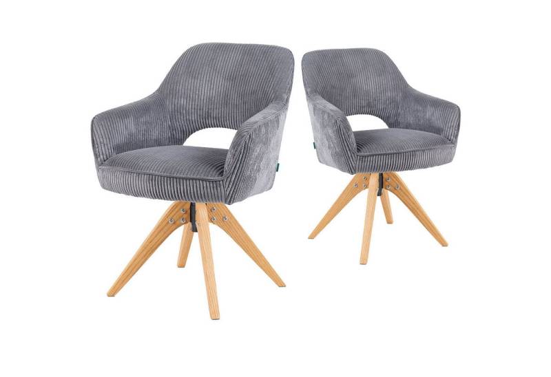 DUBI Möbel Polsterstuhl Mika-Lena 2er-Set, Federkern, Eiche geölt, 360° drehbar im 2er-Set von DUBI Möbel