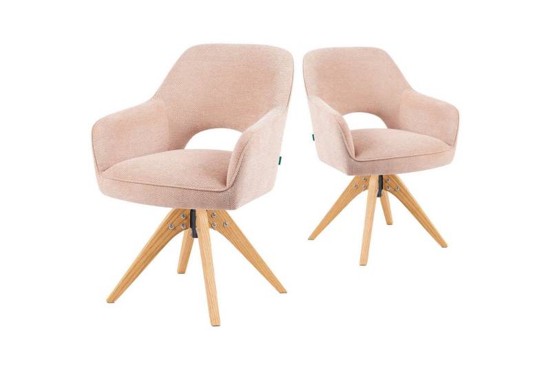 DUBI Möbel Polsterstuhl Mika-Lena 2er-Set, Federkern, Eiche geölt, 360° drehbar im 2er-Set von DUBI Möbel