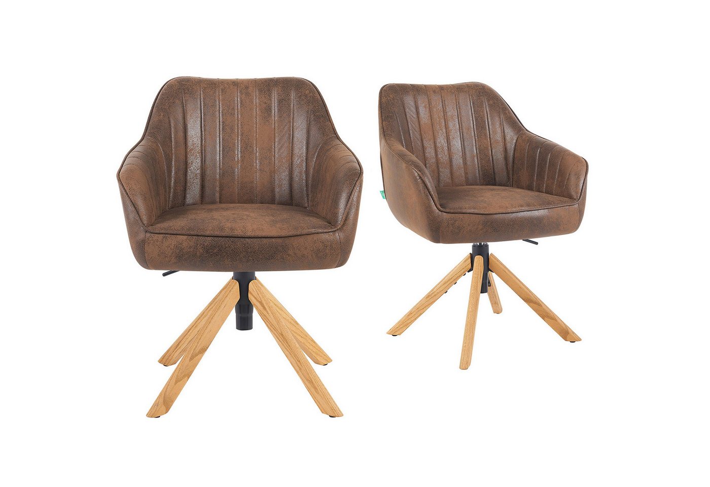 DUBI Möbel Polsterstuhl Mika-Luis 2er-Set, Federkern, Eiche geölt, 360° drehbar, Rückstellfunktion im 2er-Set DUBI Möbel Polsterstuhl Mika-Luis 2er-Set, Federkern, Eiche geölt, 360° drehbar, Rückstellfunktion im 2er-Set von DUBI Möbel