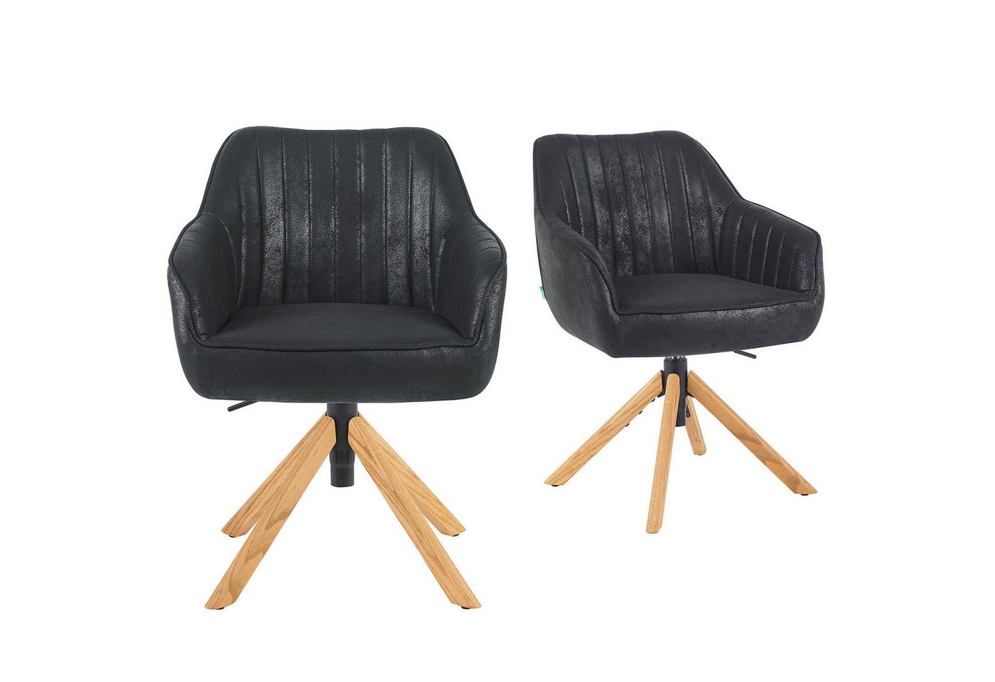 DUBI Möbel Polsterstuhl Mika-Luis 2er-Set, Federkern, Eiche geölt, 360° drehbar, Rückstellfunktion im 2er-Set DUBI Möbel Polsterstuhl Mika-Luis 2er-Set, Federkern, Eiche geölt, 360° drehbar, Rückstellfunktion im 2er-Set von DUBI Möbel