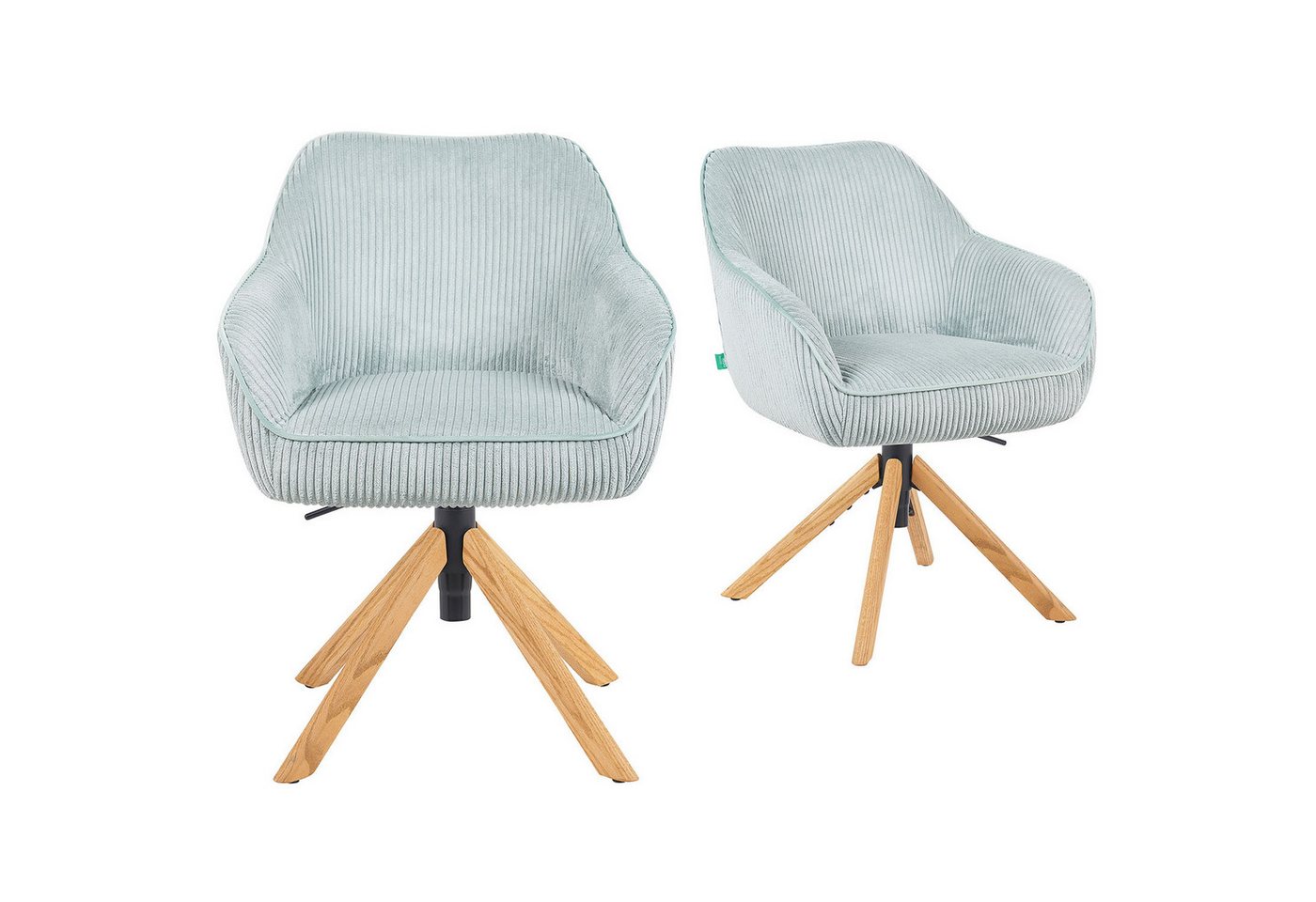 DUBI Möbel Polsterstuhl Mika-Luis 2er-Set, Federkern, Eiche geölt, 360° drehbar, Rückstellfunktion im 2er-Set DUBI Möbel Polsterstuhl Mika-Luis 2er-Set, Federkern, Eiche geölt, 360° drehbar, Rückstellfunktion im 2er-Set von DUBI Möbel