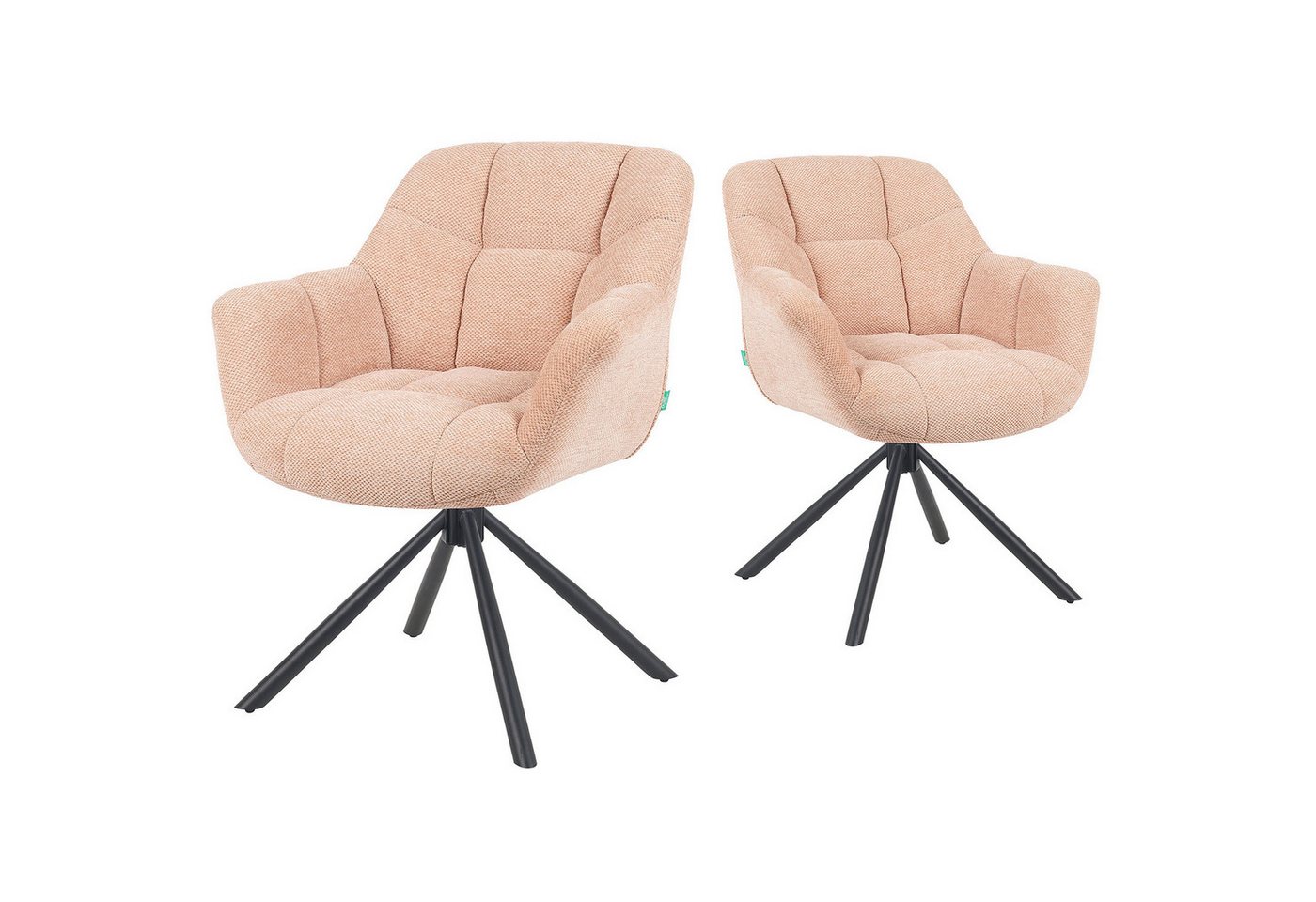 DUBI Möbel Polsterstuhl Mika-Luka 2er-Set, pulverbeschichtet, 360° drehbar im 2er-Set von DUBI Möbel