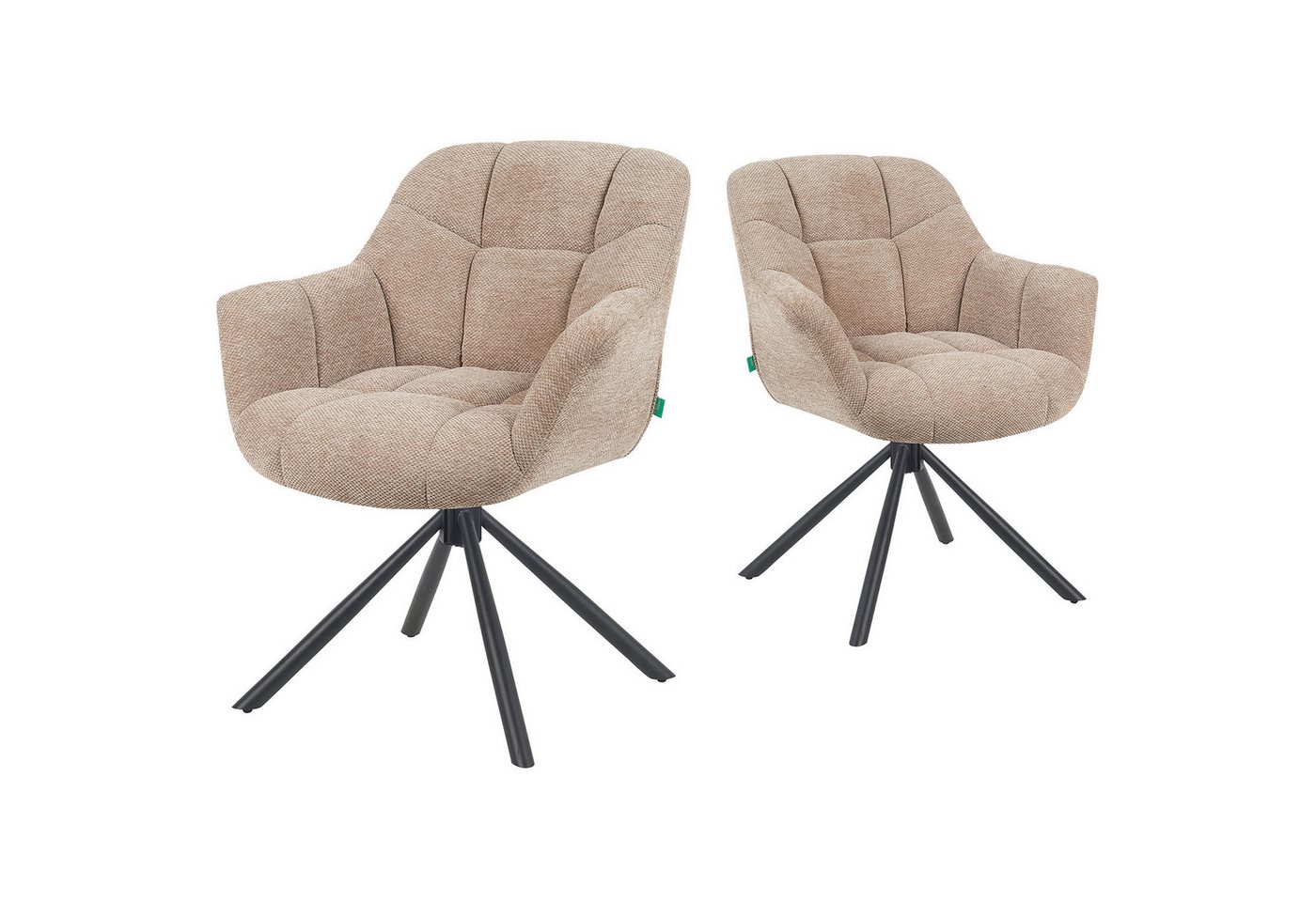 DUBI Möbel Polsterstuhl Mika-Luka 2er-Set, pulverbeschichtet, 360° drehbar im 2er-Set DUBI Möbel Polsterstuhl Mika-Luka 2er-Set, pulverbeschichtet, 360° drehbar im 2er-Set von DUBI Möbel