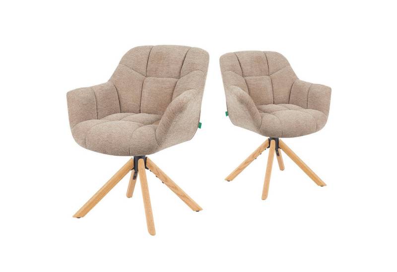 DUBI Möbel Polsterstuhl Mika-Nea 2er-Set, Eiche geölt, 360° drehbar mit Rückstellfunktion im 2er-Set DUBI Möbel Polsterstuhl Mika-Nea 2er-Set, Eiche geölt, 360° drehbar mit Rückstellfunktion im 2er-Set von DUBI Möbel