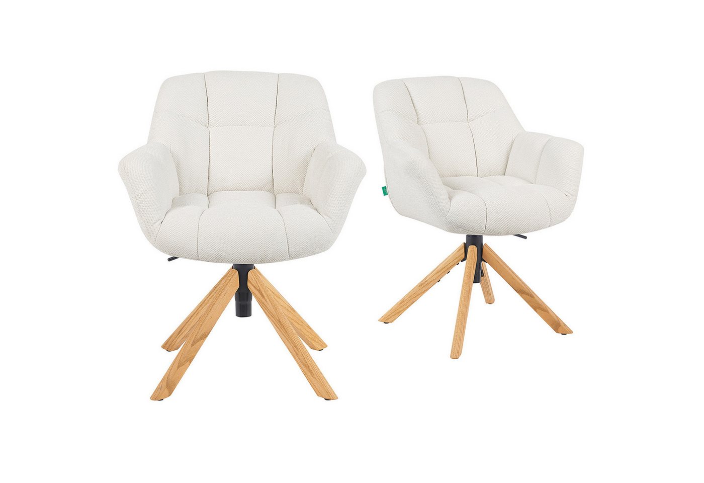 DUBI Möbel Polsterstuhl Mika-Nea 2er-Set, Eiche geölt, 360° drehbar mit Rückstellfunktion im 2er-Set DUBI Möbel Polsterstuhl Mika-Nea 2er-Set, Eiche geölt, 360° drehbar mit Rückstellfunktion im 2er-Set von DUBI Möbel
