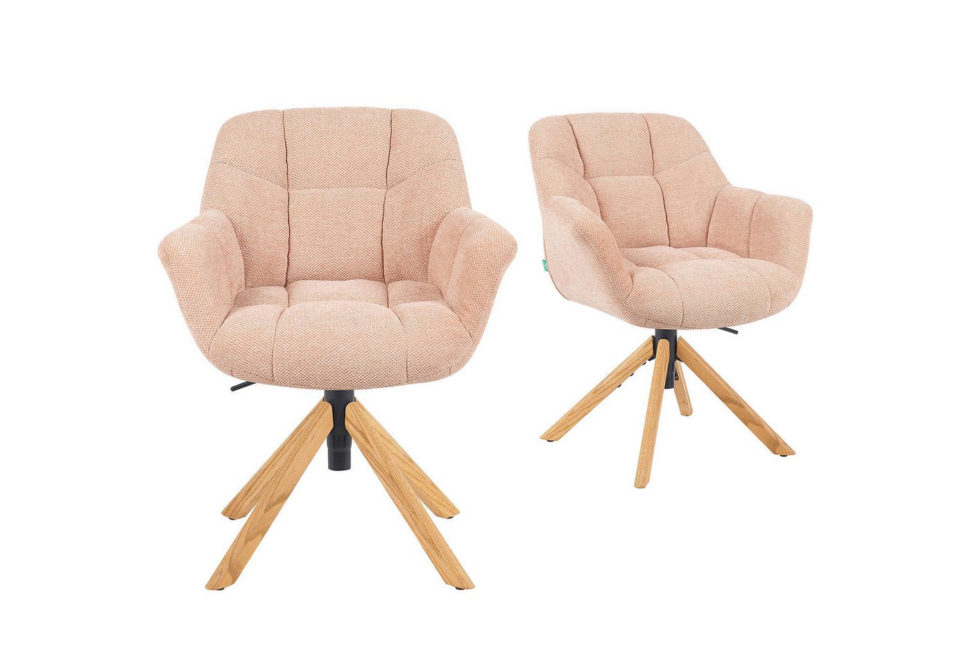 DUBI Möbel Polsterstuhl Mika-Nea 2er-Set, Eiche geölt, 360° drehbar mit Rückstellfunktion im 2er-Set DUBI Möbel Polsterstuhl Mika-Nea 2er-Set, Eiche geölt, 360° drehbar mit Rückstellfunktion im 2er-Set von DUBI Möbel