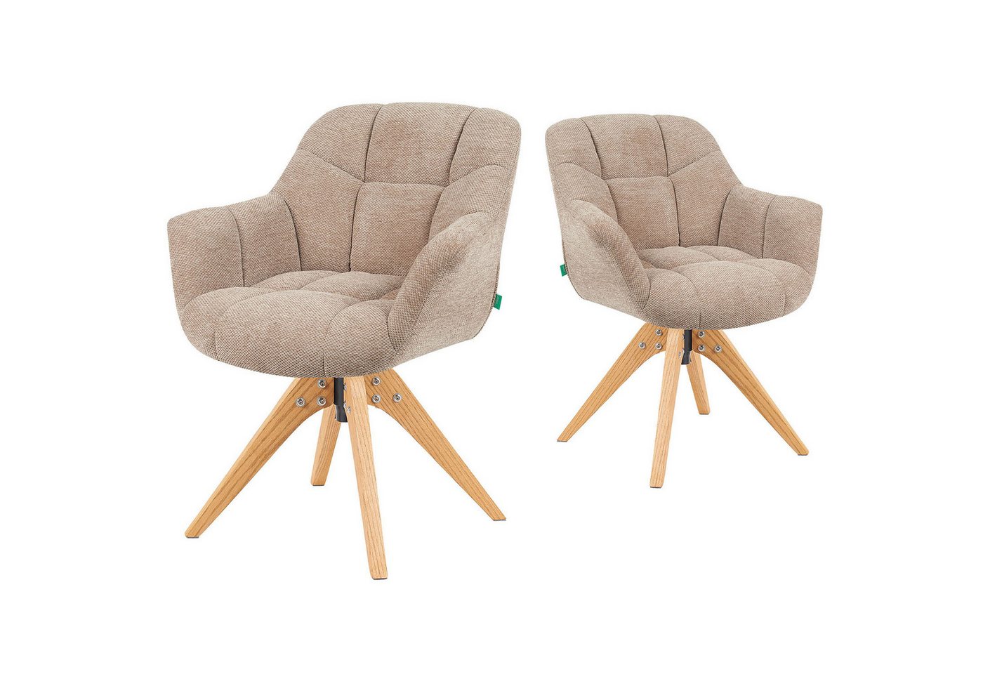 DUBI Möbel Polsterstuhl Mika-Nele 2er-Set, Eiche geölt, 360° drehbar im 2er-Set DUBI Möbel Polsterstuhl Mika-Nele 2er-Set, Eiche geölt, 360° drehbar im 2er-Set von DUBI Möbel