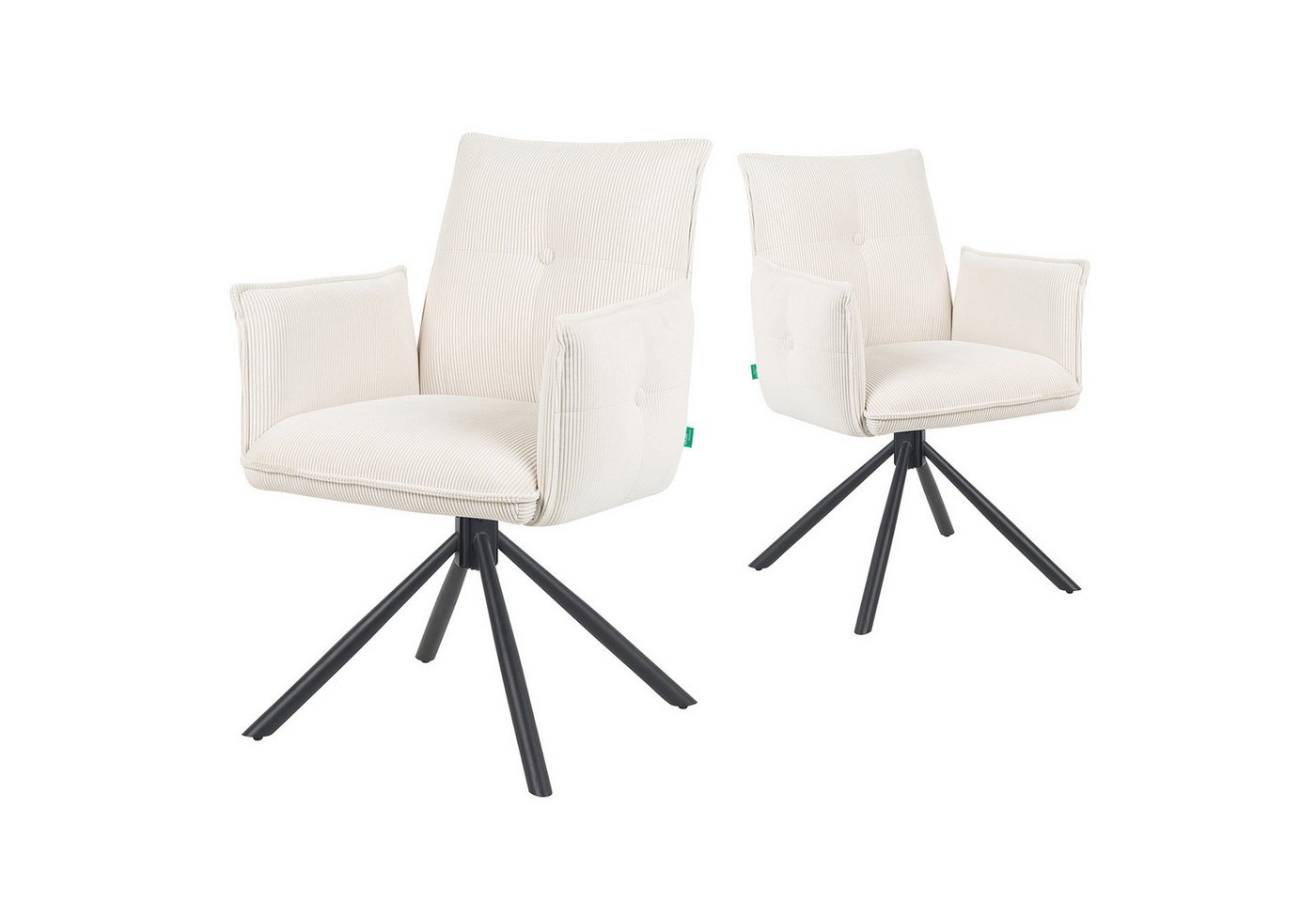 DUBI Möbel Polsterstuhl Mika-Nevio 2er-Set, Federkern, pulverbeschichtet, 360° drehbar im 2er-Set von DUBI Möbel