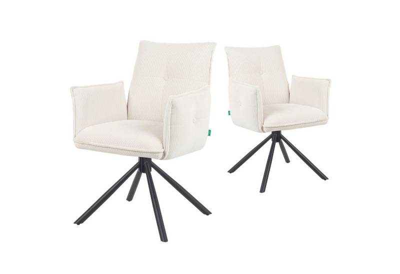 DUBI Möbel Polsterstuhl Mika-Nevio 2er-Set, Federkern, pulverbeschichtet, 360° drehbar im 2er-Set von DUBI Möbel