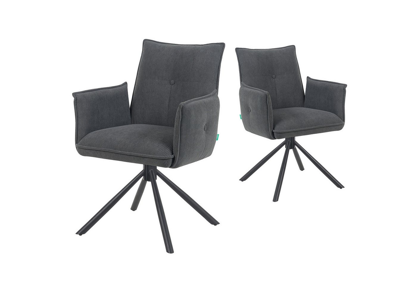 DUBI Möbel Polsterstuhl Mika-Nevio 2er-Set, Federkern, pulverbeschichtet, 360° drehbar im 2er-Set von DUBI Möbel