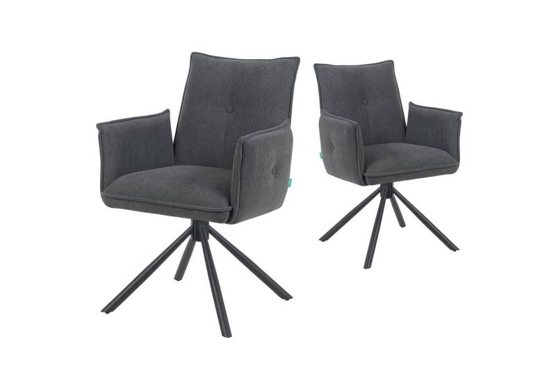 DUBI Möbel Polsterstuhl Mika-Nevio 2er-Set, Federkern, pulverbeschichtet, 360° drehbar im 2er-Set von DUBI Möbel