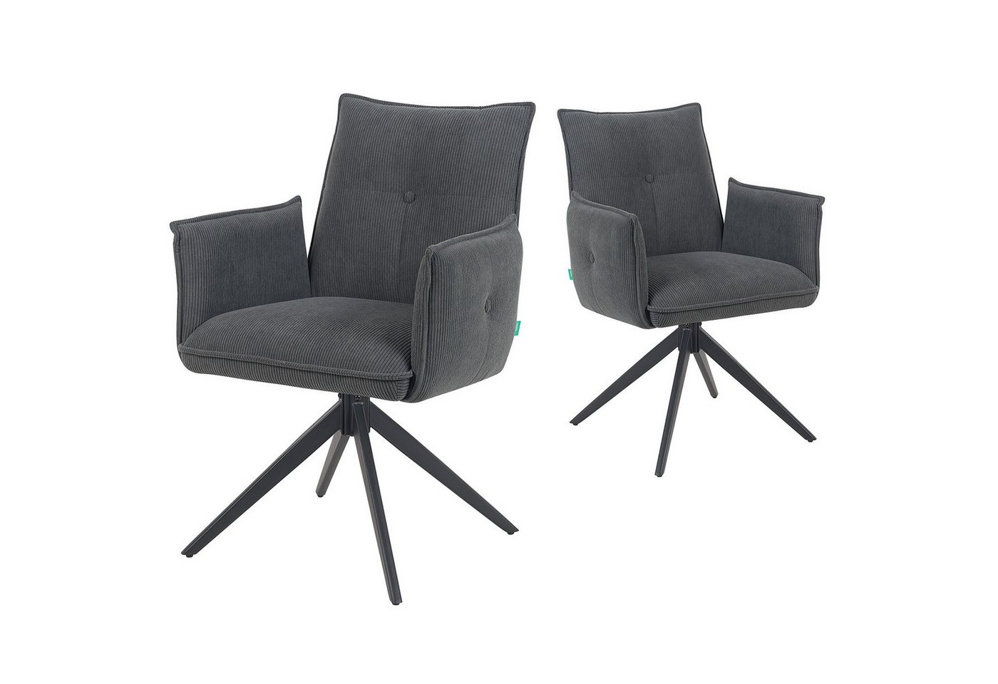 DUBI Möbel Polsterstuhl Mika-Nina 2er-Set, Federkern, pulverbeschichtet, 360° drehbar im 2er-Set DUBI Möbel Polsterstuhl Mika-Nina 2er-Set, Federkern, pulverbeschichtet, 360° drehbar im 2er-Set von DUBI Möbel