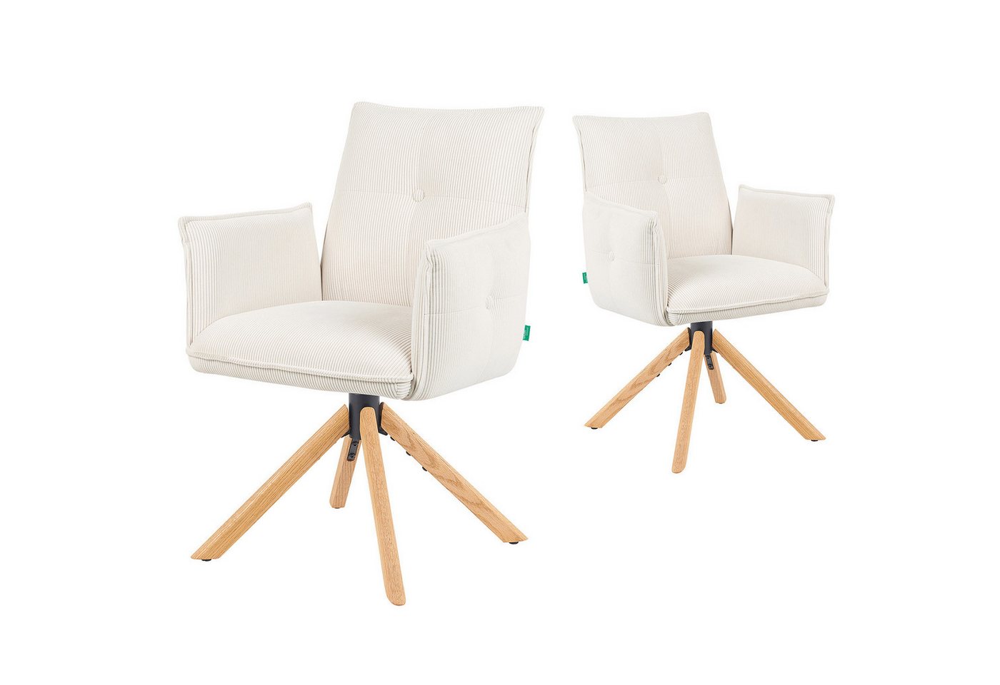 DUBI Möbel Polsterstuhl Mika-Paul, Federkern, Eiche geölt, 360° drehbar, Rückstellfunktion im 2er-Set DUBI Möbel Polsterstuhl Mika-Paul, Federkern, Eiche geölt, 360° drehbar, Rückstellfunktion im 2er-Set von DUBI Möbel