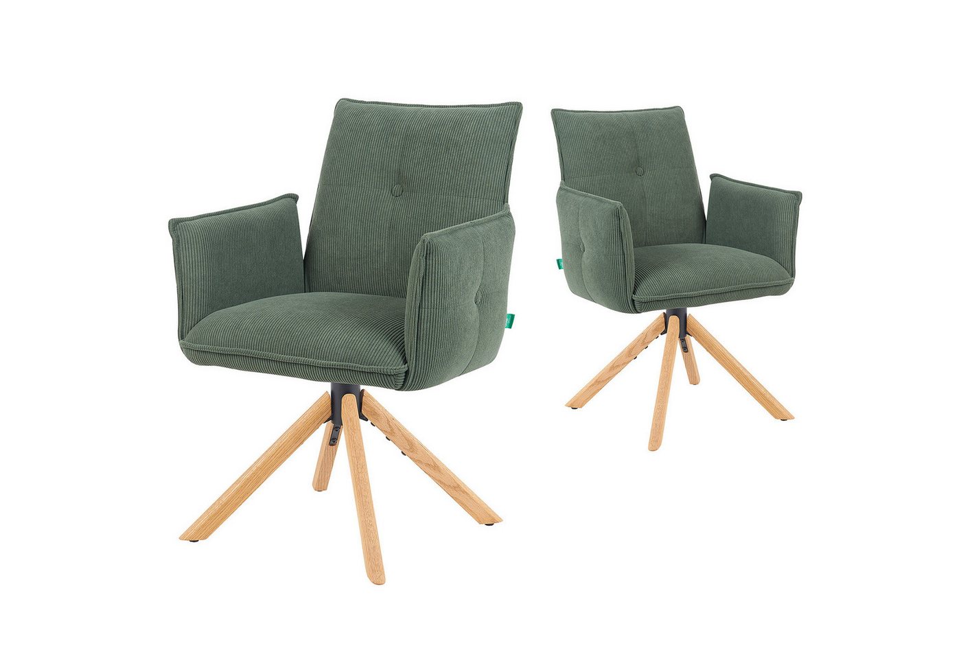 DUBI Möbel Polsterstuhl Mika-Paul, Federkern, Eiche geölt, 360° drehbar mit Rückstellfunktion im 2er-Set DUBI Möbel Polsterstuhl Mika-Paul, Federkern, Eiche geölt, 360° drehbar mit Rückstellfunktion im 2er-Set von DUBI Möbel