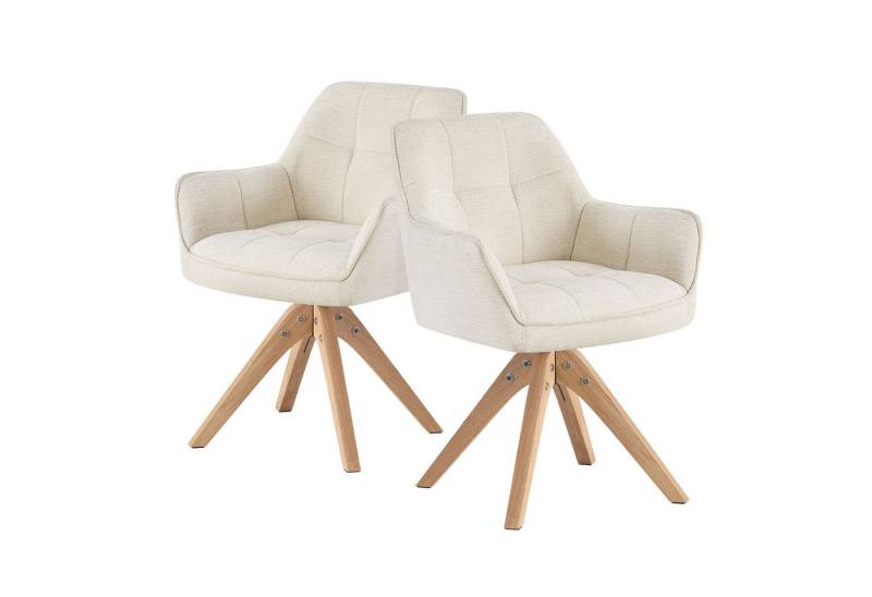 DUBI Möbel Polsterstuhl THOMAS-LINA, 360° drehbar Massivholz Eiche Natur 2er-Set von DUBI Möbel