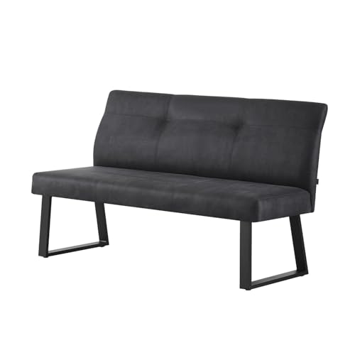 DUBI Möbel Sitzbank Joy, Esszimmerbank 160 cm mit Rückenlehne gepolstert mit Federkern für Esszimmer, Flur, Garderobe mit Metallgestell, modern Design, Anthrazit, 21302-160-YU16-01 von DUBI Möbel