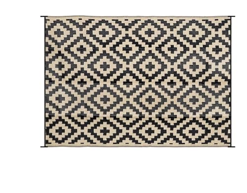 DUBTEDHOU Garten-Teppiche für draußen, for Haus und Garten Waschbare Teppiche Wendbarer tragbarer Leichter Teppich for Terrassendekor Einfach zu reinigen for die Terrasse(Black with Brown) von DUBTEDHOU
