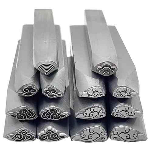 DUBTEDHOU Metallstanzwerkzeuge, Metallmusterstangen, Stahl Metall Design Stempel Punch Set for Stempeln Schmuck Leder Holz(Xiangyun Set) von DUBTEDHOU