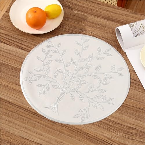 DUBTEDHOU Rund gedruckte Vinyl-Mahlzeitmatratze, Runde Tischsets 6 Stück PVC 38x38cm Mehrfarbig(Silver) von DUBTEDHOU