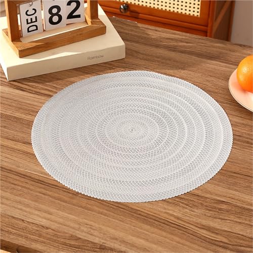 DUBTEDHOU Rund gedruckte Vinyl-Mahlzeitmatratze, Runde Tischsets 6er-Pack Vinyl Mehrfarbig 38x38cm(Silver) von DUBTEDHOU