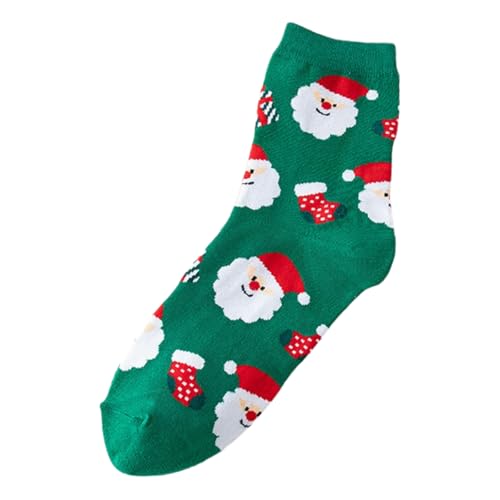 DUBTEDHOU Wärme Strümpfe im Winter, Damen Baumwollsocken mit Weihnachtsdruck, 3 Stück, mehrfarbig(Green 3 pairs) von DUBTEDHOU